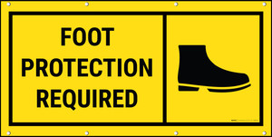 Foot Protection Required With Icon and Frame Banner