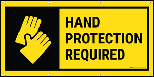 Hand Protection Required Icon On Black Background Banner