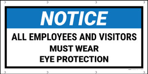 Notice All Employees And Visitors Must Wear Eye Protection Framed Banner