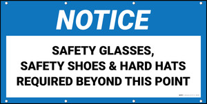 Notice Safety Glasses Safety Shoes And Hard Hats Required Beyond This Point No Frame Banner