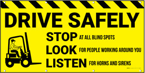 Drive Safely And Stop Look Listen Banner
