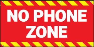 No Phone Zone Red Background Banner