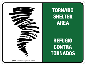 Bilingual Tornado Shelter Area Wall Sign