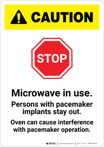 Caution: Microwave In Use Spanish - Portrait Wall Sign