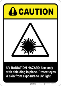 Caution: UV Radiation Hazard Protect Eyes and Skin ANSI - Portrait Wall Sign