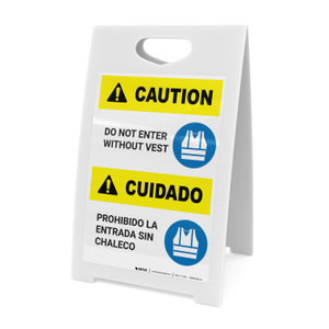 Caution: Do Not Enter Without Vest - A-Frame Sign