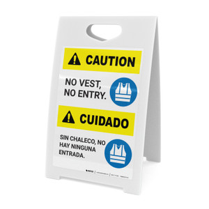 Caution: No Entry Without Vest ANSI - A-Frame Sign
