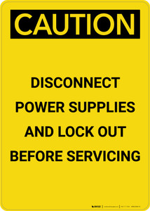 Caution: Disconnect Power and Lock Out Before Servicing - Portrait Wall Sign