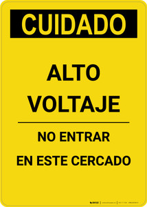 Caution: High Voltage Do Not Enter Enclosure Spanish - Portrait Wall Sign