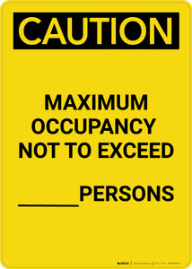 Caution: Maximum Occupancy Not to Exceed - Portrait Wall Sign