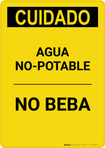 Caution: Non Potable Water Do Not Drink Spanish - Portrait Wall Sign