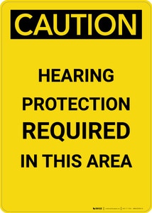 Caution: PPE Hearing Protection Required in this Area - Portrait Wall Sign