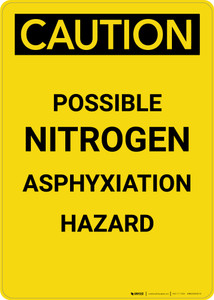 Caution: Possible Nitrogen Asphyciation Hazard - Portrait Wall Sign