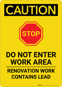 Caution: Renovation Work Contains Lead - Portrait Wall Sign