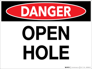 Danger: Open Hole - Wall Sign