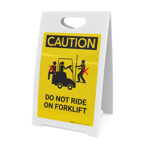 Caution: Do Not Ride On Forklift Multiple People - A-Frame Sign