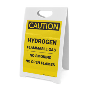 Caution: Flammable Gas Hydrogen No Smoking Open Flames - A-Frame Sign