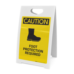 Caution: Foot Protection Required - A-Frame Sign