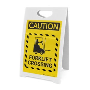 Caution: Forklift Crossing Hazard Lines - A-Frame Sign Caution: Forklift Crossing Hazard Lines - A-Frame Sign