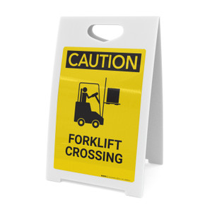 Caution: Forklift Crossing with Graphic Right - A-Frame Sign