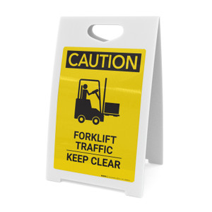 Caution: Forklift Traffic Keep Clear with Graphic - A-Frame Sign