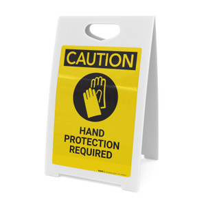 Caution: Hand Protection Required - A-Frame Sign