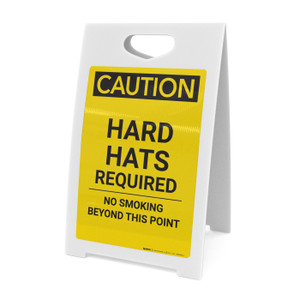 Caution: Hard Hats Required No Smoking - A-Frame Sign