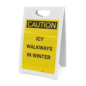 Caution: Icy Walkways in Winter - A-Frame Sign