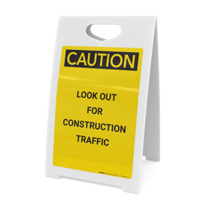 Caution: Look Out For Contstruction Traffic - A-Frame Sign