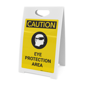 Caution: PPE Eye Protection Area with Graphic - A-Frame Sign