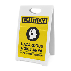 Caution: PPE Hazardous Noise Area Wear Ear Protection with Graphic - A-Frame Sign