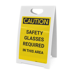 Caution: PPE Safety Glasses Required in This Area - A-Frame Sign