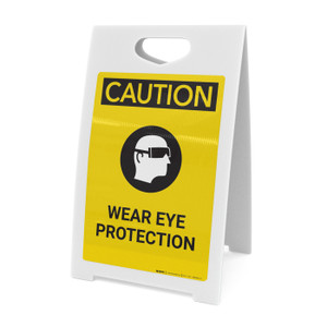 Caution: PPE Wear Eye Protection With Graphic - A-Frame Sign