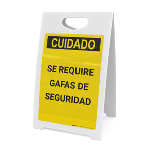 Caution: Safety Glasses Required Spanish - A-Frame Sign