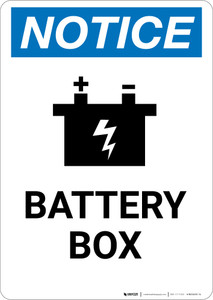 Notice: Battery Box with Icon - Portrait Wall Sign