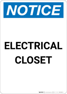 Notice: Electrical Closet - Portrait Wall Sign