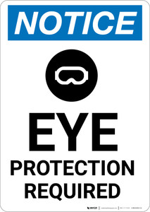 Notice: Eye Protection Required with Icon - Portrait Wall Sign