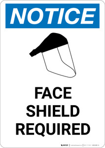Notice: Face Shield Required with Graphic - Portrait Wall Sign