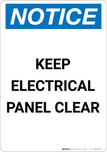 Notice: Keep Electrical Panel Clear - Portrait Wall Sign