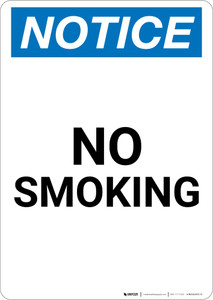 Notice: No Smoking - Portrait Wall Sign