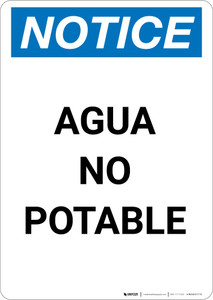Notice: Non Potable Water - Spanish - Portrait Wall Sign