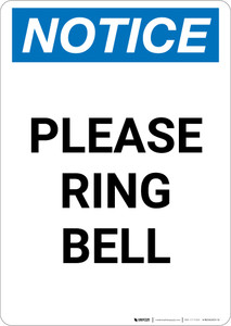 Notice: Please Ring Bell - Portrait Wall Sign