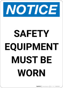 Notice: Safety Equipment Must be Worn - Portrait Wall Sign
