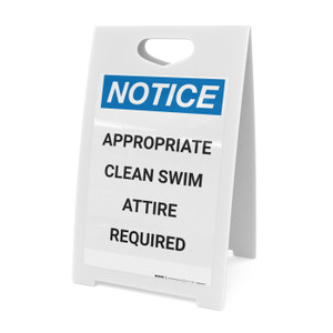Notice: Appropriate Clean Swim Attire Required - A-Frame Sign