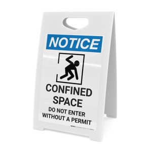 Notice: Confined Space Do Not Enter Without Permit Confined Person Icon - A-Frame Sign