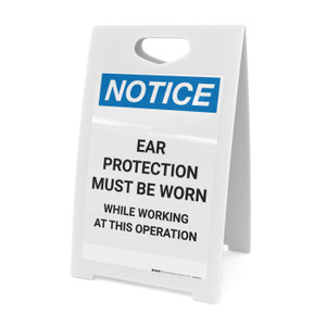 Notice: Ear Protection Must be Worn While Working Operation - A-Frame Sign