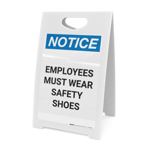 Notice: Employees Must Wear Safety Shoes - A-Frame Sign
