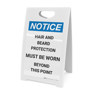 Notice: Hair and Beard Protection Must be Worn Beyond this Point - A-Frame Sign