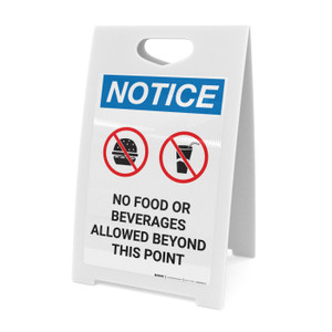 Notice: No Food Or Beverages Allowed Beyond This Point with Icons - A-Frame Sign