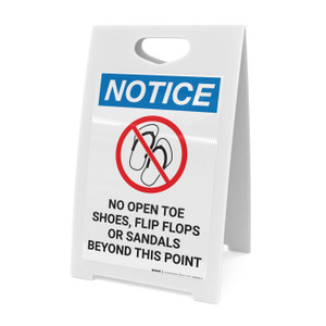 Notice: No Open Toe Shoes Flip Flops or Sandals Beyond This Point with Icon - A-Frame Sign